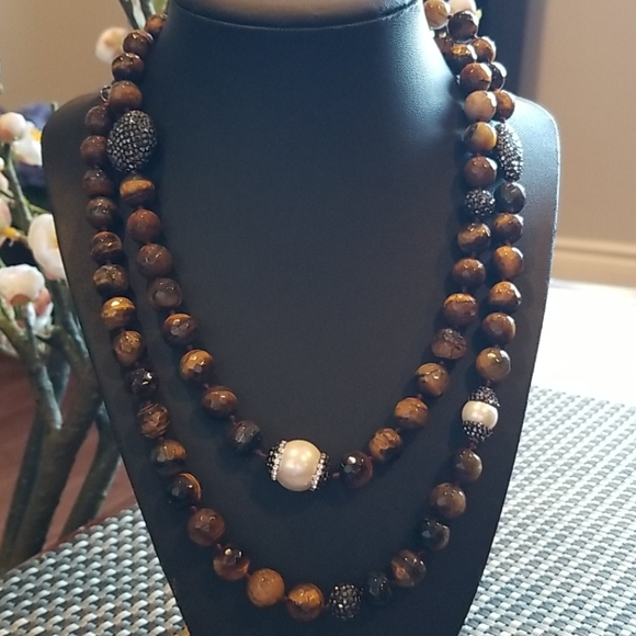 Turkish Tiger eyes long necklace. - Picture 2 of 8